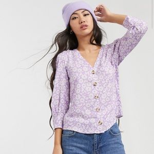 Monki/ASOS Purple Puff Sleeve Blouse